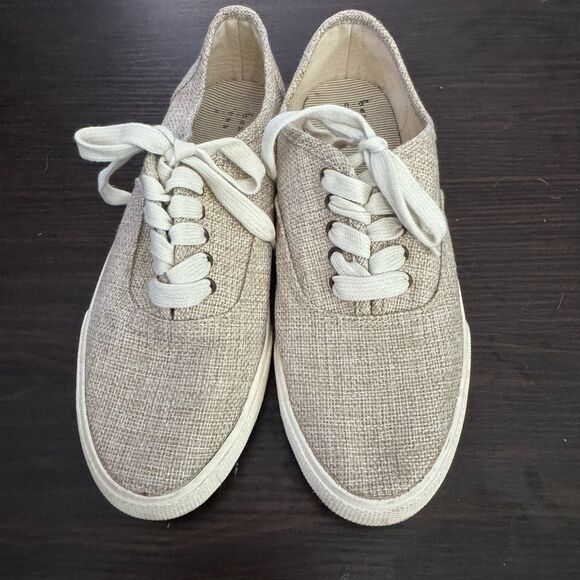 a new day Shoes - A New Day Cream Tan Woven Canvas Low Top Women's Sneakers Size 9